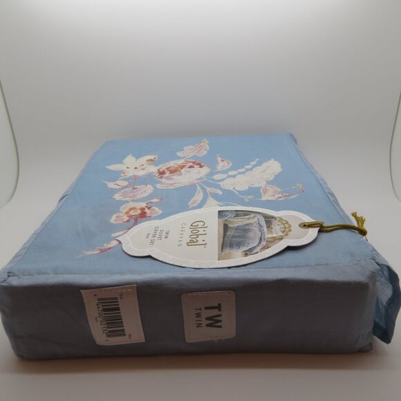 Twin Duvet Global Caravan Standard Sham Blue Floral Casual Cover 2 Piece Set Goa - Picture 5 of 12